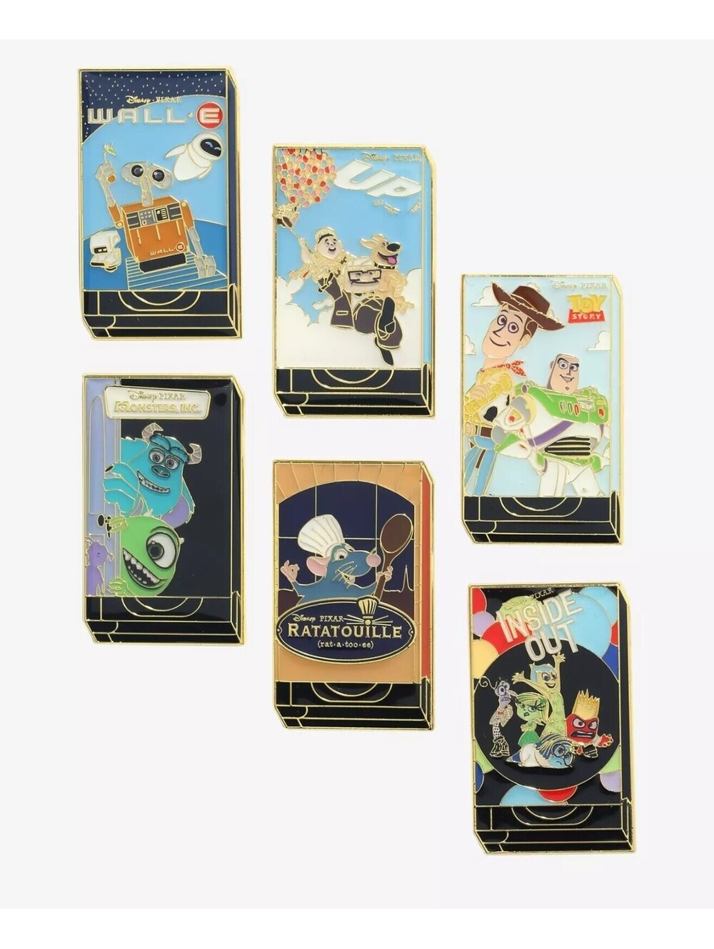 Loungefly Disney Pixar VHS Covers Blind Box Enamel Pin COMPLETE Set of 6
